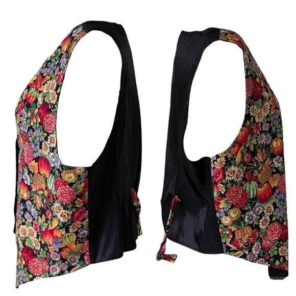 Pumpkin Patch Fall Autumn Flower Vest Light Weight Jacket Size L Basic Editions - Picture 4 of 7